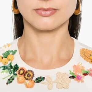 TORY BURCH Embellished Cotton T-shirt - Size XL - NWT New